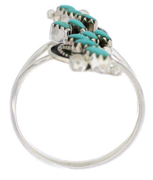 Southwestern Sterling Silver Turquoise Needlepoint Ring Size 5-1/2 YX87551